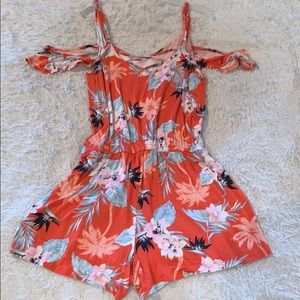 Peach floral romper